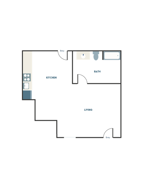 Floor plan for studio, 1 bath, 352 sqft